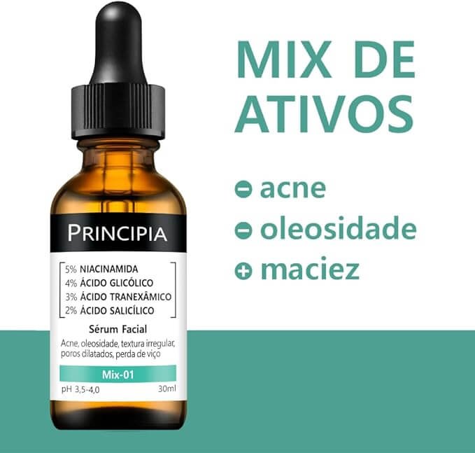 Niacinamida para pele oleosa com ácidos - Tratamento completo para acne e manchas